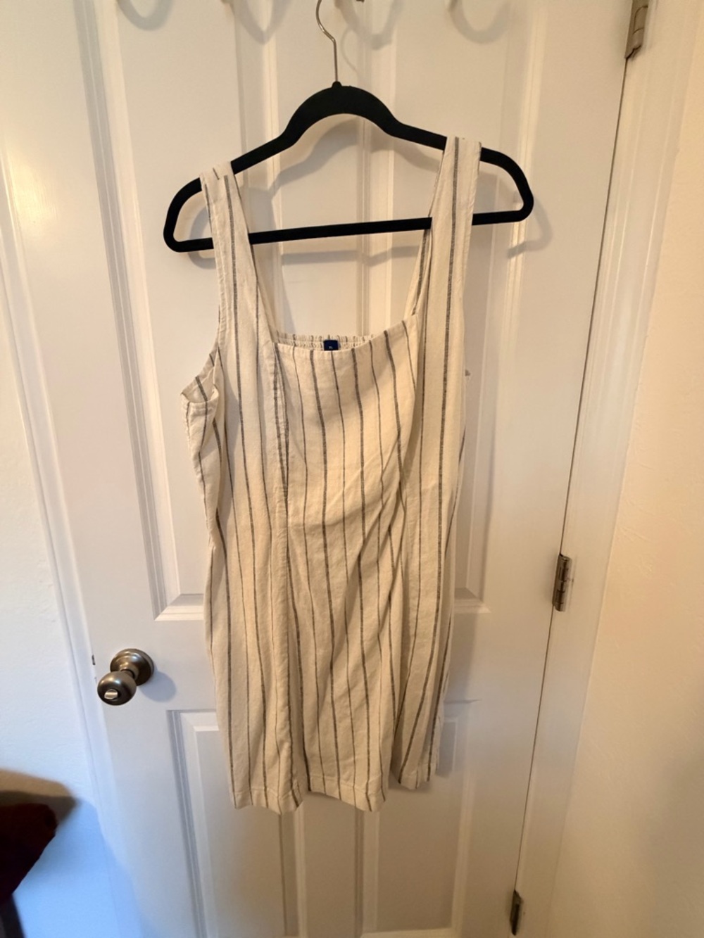 Old Navy Striped Cream Linen Tank Dress